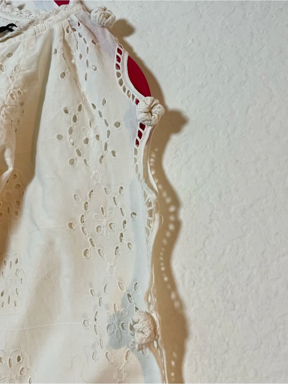 ZARA Girls Embroidered Schiffli Cold Shoulder Dress Ivory Size 10 140 Cotton